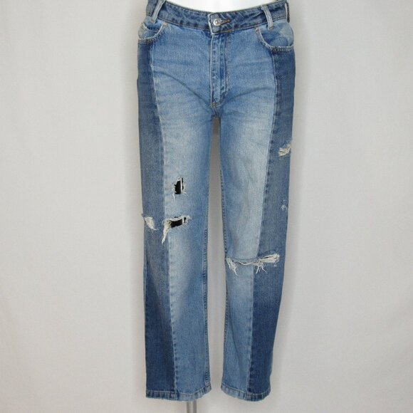 Free People Two Tone Distressed High Rise Jeans 26" Women's 27 - Picture 1 of 13